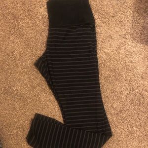 black stripped leggings